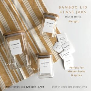 Glass Bamboo Square Jar - Toples kaca kotak tutup bambu