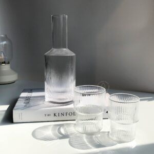 Gelas kaca decanter 800ml 300ml 350ml vertical stripe