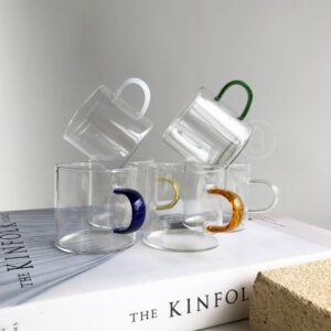 Gelas kaca 100ml dengan handle - 100ml glass cup with coloured handle