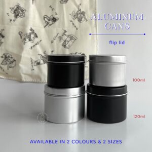 Kaleng Pomade Aluminium Tin Can Pot Pomade SILVER & BLACK FLIP CAP