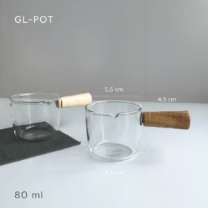 Panci Kaca handle Kayu - Glass Pot with wood handle 80ML