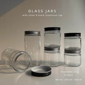 Toples kaca - round glass jar 180ml 200ml 450ml