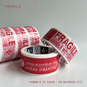 1 DUS - Lakban fragile 45mm x 72 yard 45micron -T7- kualitas Daimaru