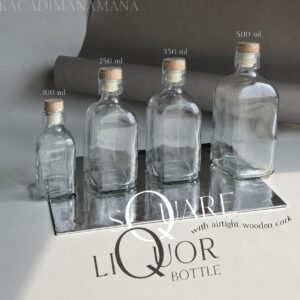 Botol kaca liquor square bottle - botol kaca liquor kotak- tutup cork
