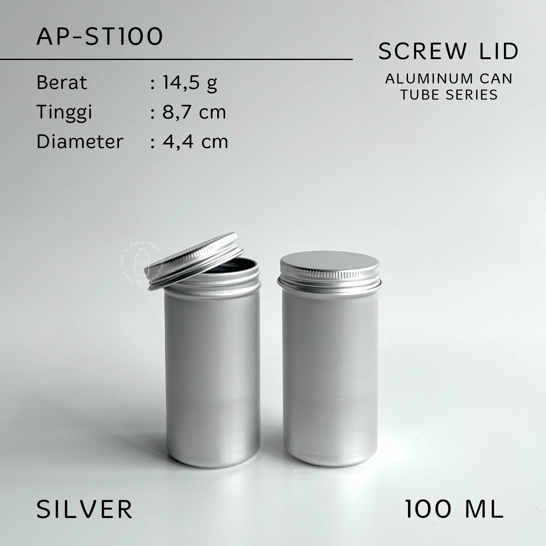 Kaleng Pomade Aluminium Tin Can Tube Tinggi Kurus Pot Pomade Tutup SCREW PE LINER - Gambar 4