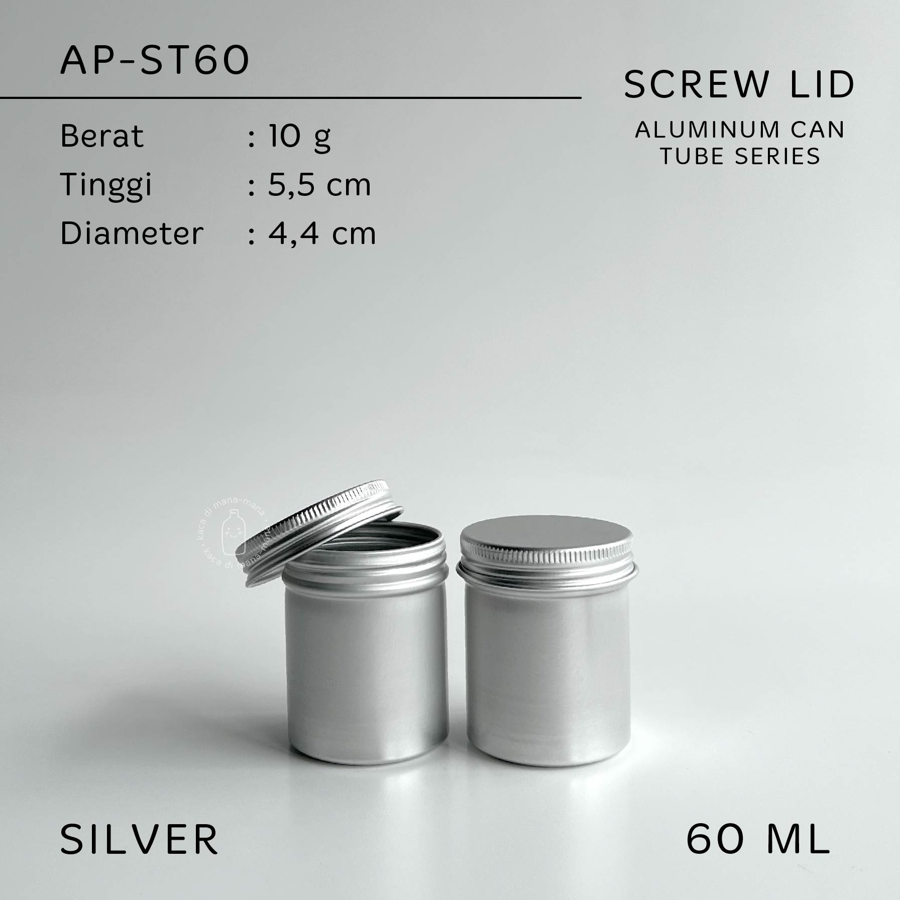 Kaleng Pomade Aluminium Tin Can Tube Tinggi Kurus Pot Pomade Tutup SCREW PE LINER - Gambar 3