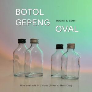 Botol kaca gepeng oval flat oval glass bottle - botol juice kopi madu