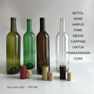 Botol kaca wine wooden cork + sleeves - BOTOL BARU - Wine Glass bottle