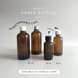 Botol kaca amber berbagai ukuran tutup ulir neck 18mm
