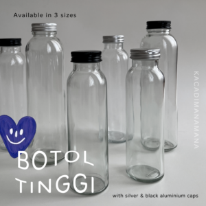 Botol kaca tinggi bulat - botol juice kopi madu
