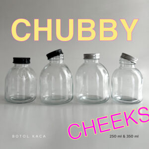 Botol kaca CHUBBY estetik aesthetic 250ml 350ml - botol juice kopi - boston round