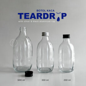 Botol kaca TEARDROP estetik aesthetic 250ml, 350ml & 500ml - botol juice kopi - boston round