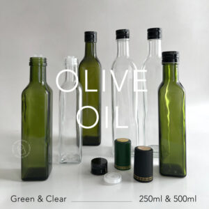 Botol kaca olive oil - Botol minyak - pourer SCREW cap - clear green