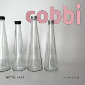 Botol kaca segitiga kerucut Cobbi Series glass bottle - botol juice kopi - Tall triangle