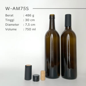 Botol kaca wine SCREW aluminium cap with wooden cork + sleeves - BOTOL BARU - Wine Glass bottle