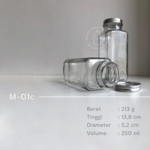 Botol kaca french square 250ml 500ml - botol juice kopi - kotak