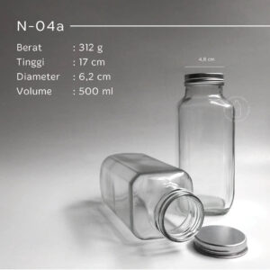 Botol kaca 500ml - botol juice kopi - french square