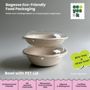 Eco Yes Ok Bagasse Big Bowl Mangkuk Mangkok Besar Takeaway box
