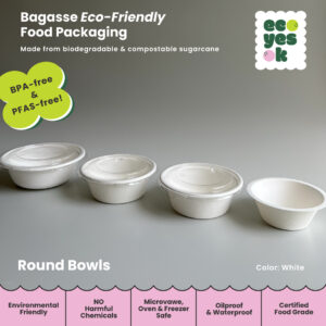 Eco Yes Ok Bagasse Bowl Mangkuk Mangkok Takeaway box