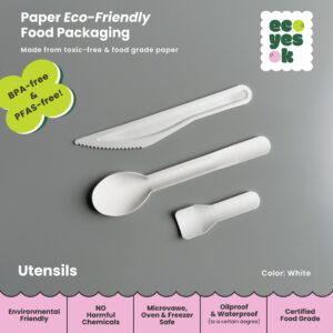 Eco Yes Ok Paper Utensils Spoon Knife Ice Cream Dessert Spoon Disposables Cutleries